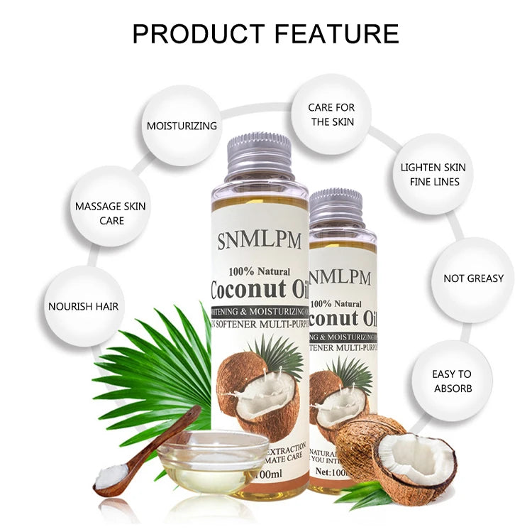 Natural Organic Coconut Oil Body Face Oil Massage Relaxation Skin 100ml