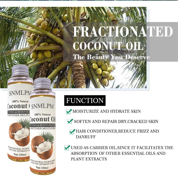 Natural Organic Coconut Oil Body Face Oil Massage Relaxation Skin 100ml