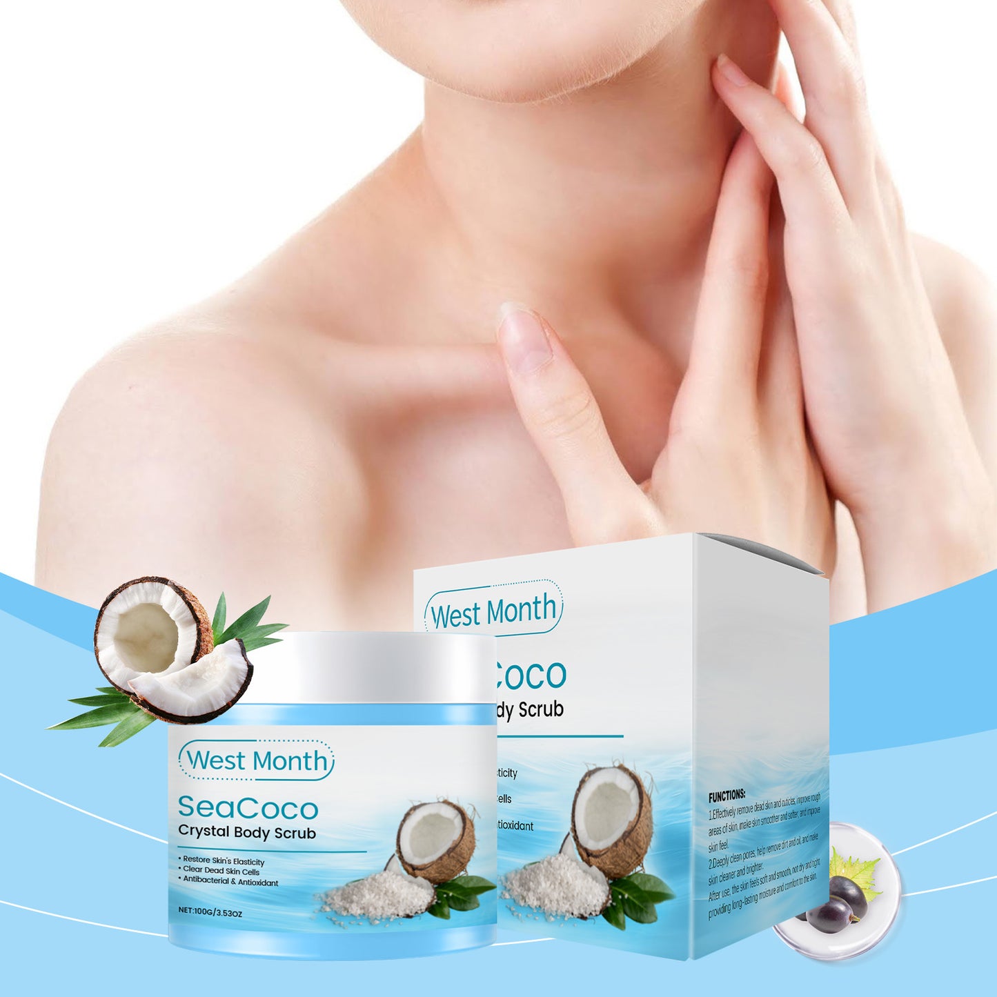 Coconut Body Scrub Remove Dead Skin Exfoliating Sea Salt