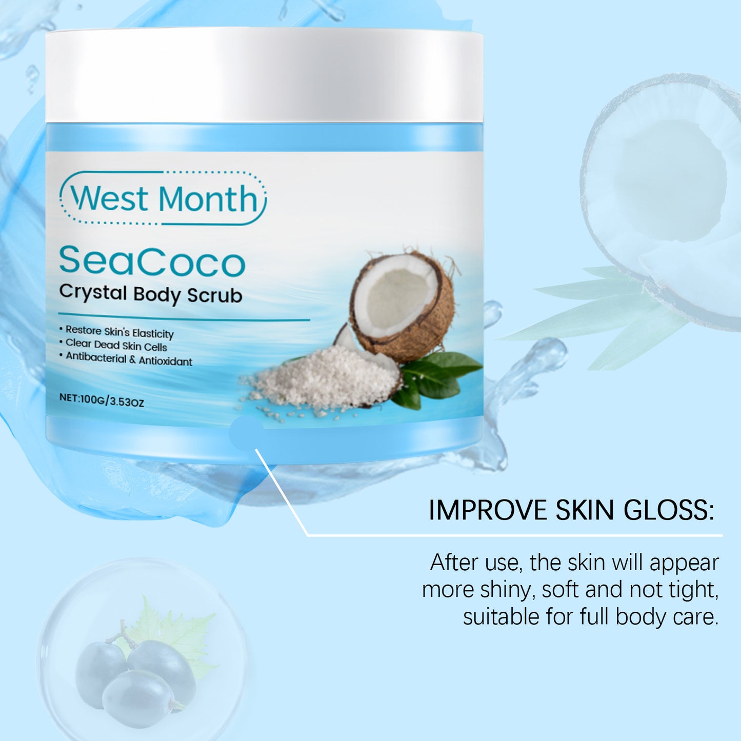 Coconut Body Scrub Remove Dead Skin Exfoliating Sea Salt