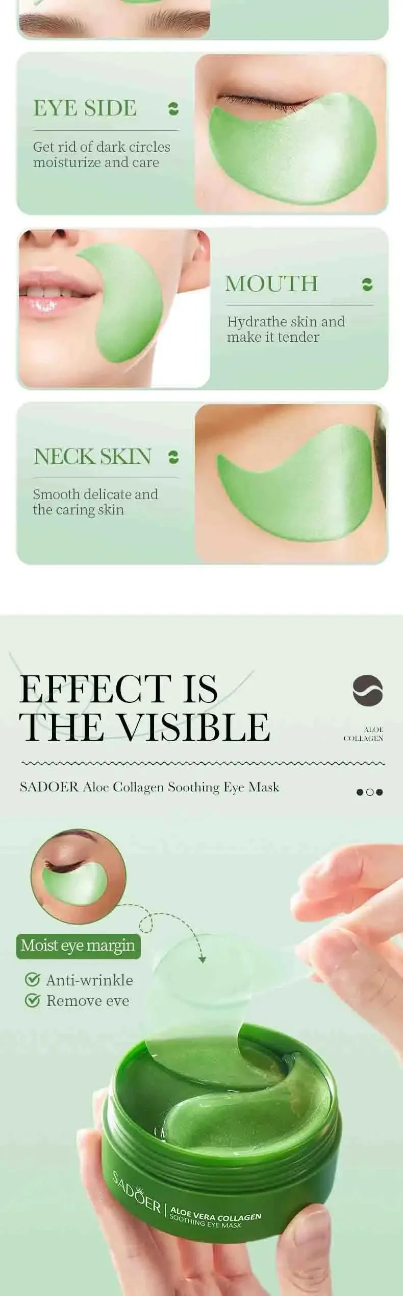 Aloe Vera Collagen Eye Mask Anti Dark Circles 60pcs Eye Patches Eyes Skin Care Products
