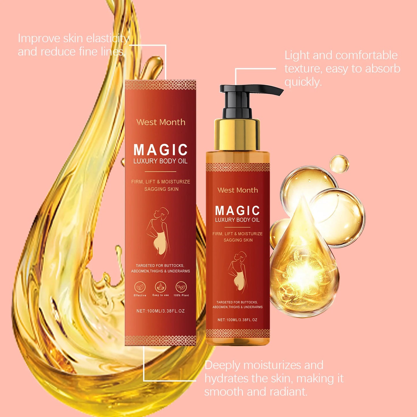 Magic Luxury Body Oil Deeply Moisturizing Dry Skin Tightening Firming