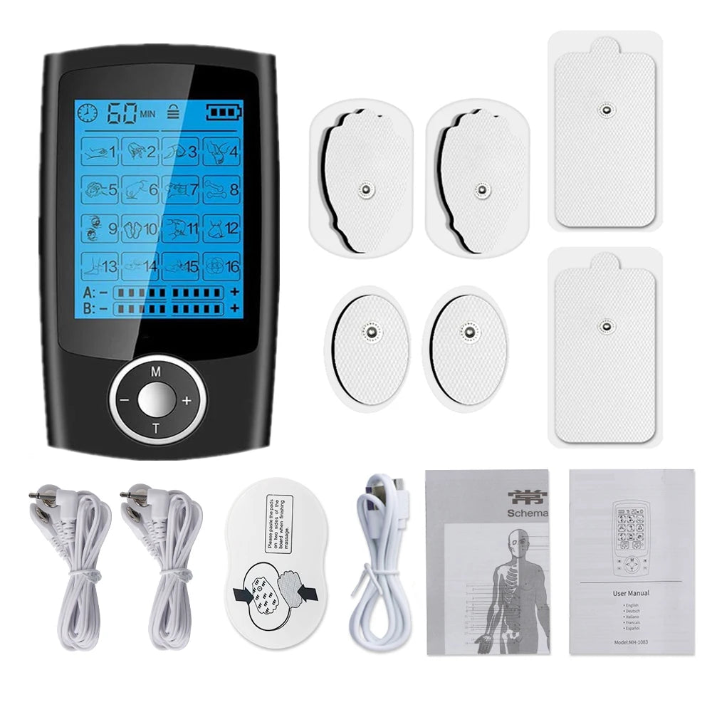 16 Modes Electric Tens Relax Muscle Stimulator EMS Acupuncture Body Massage Digital Therapy