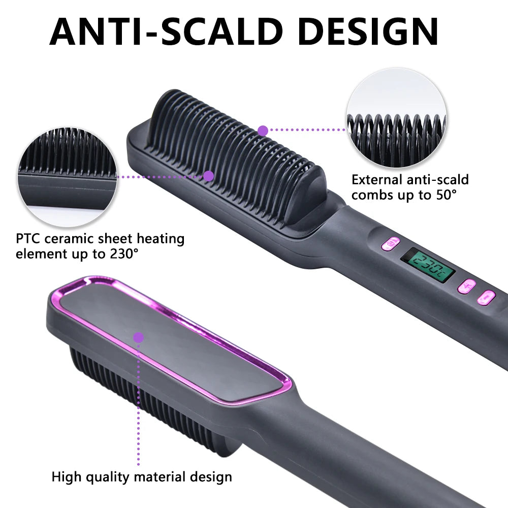Electric Brush Straightener Multifunctional Hot Comb Negative Ion Anti-Scalding