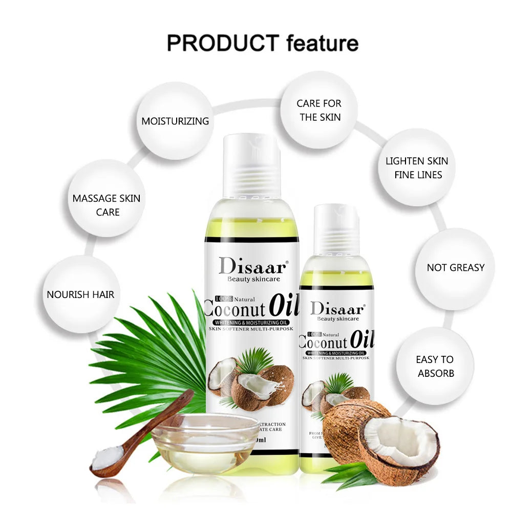 Natural Disaar Coconut Organic Virgin Coconut Oil 100% Body and Face Relaxation Oil Control 100ml