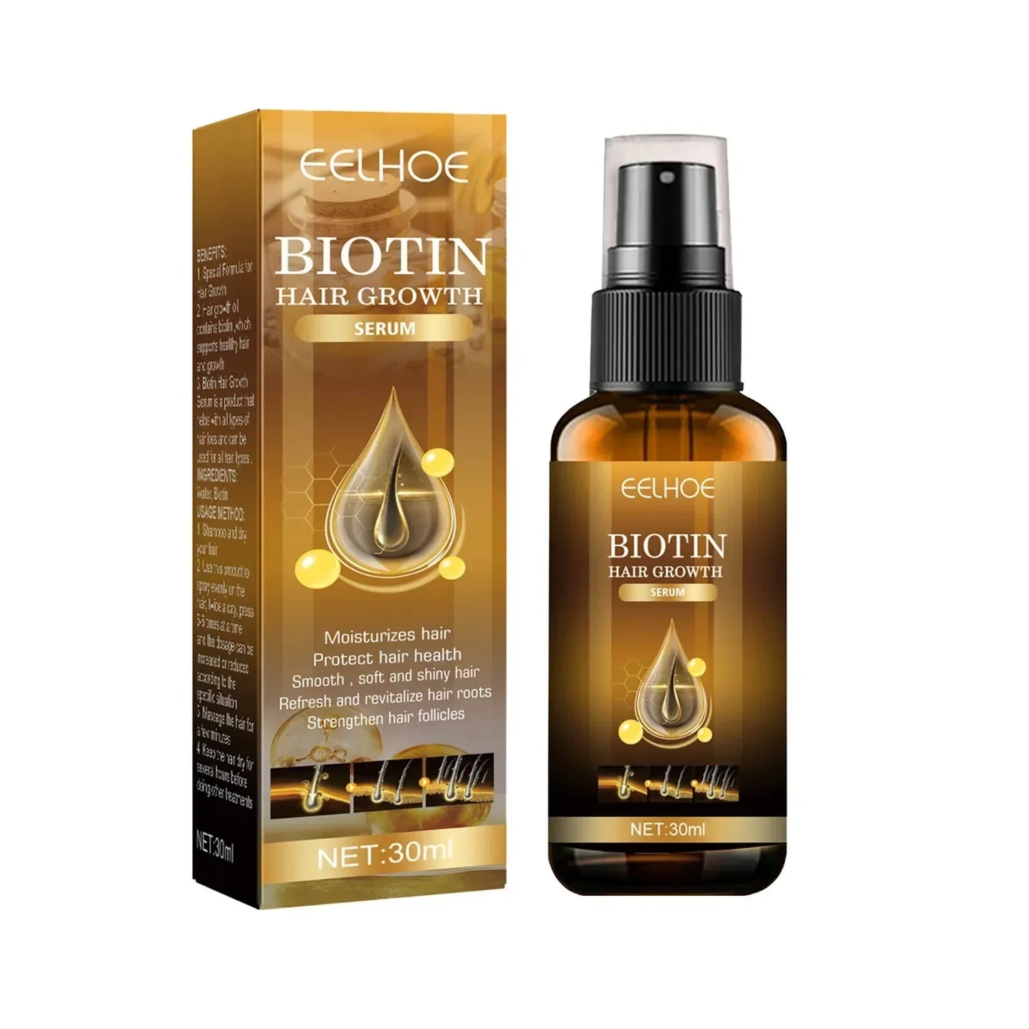 Biotin Hair Growth Spray, Anti-Loss, Prevent Thicken Hair,30ml Treatment for Men & Women