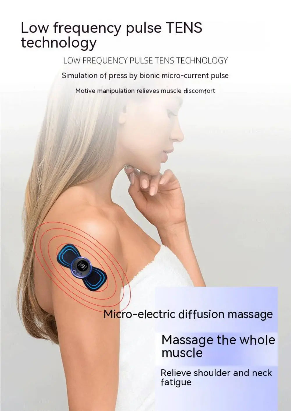 Neck Massager Mini Portable EMS Electric Massage Patch Pulse Body Muscle