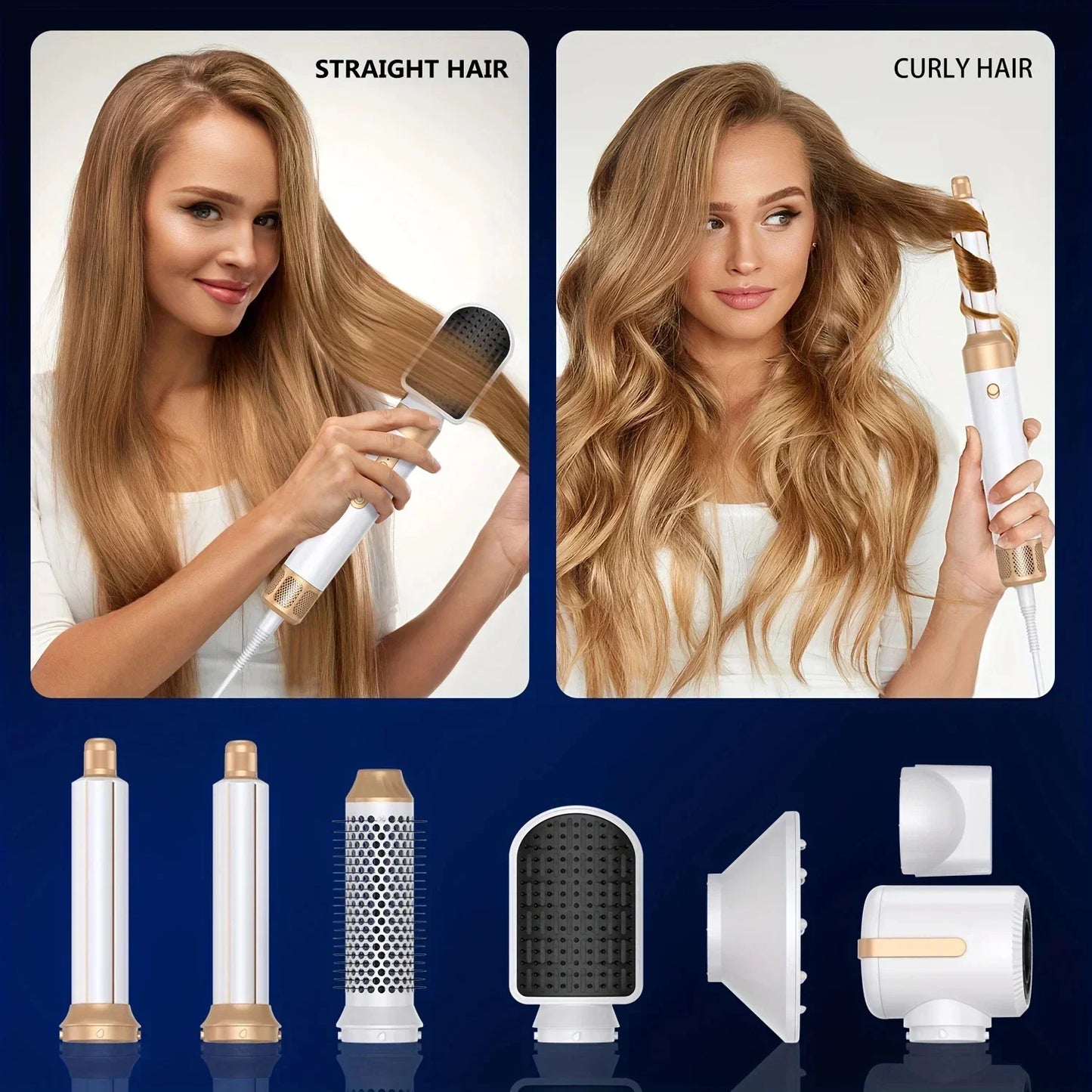 7 in 1 Hair Dryer Negative Ion Airwrap Styling Hair Curler Straightening
