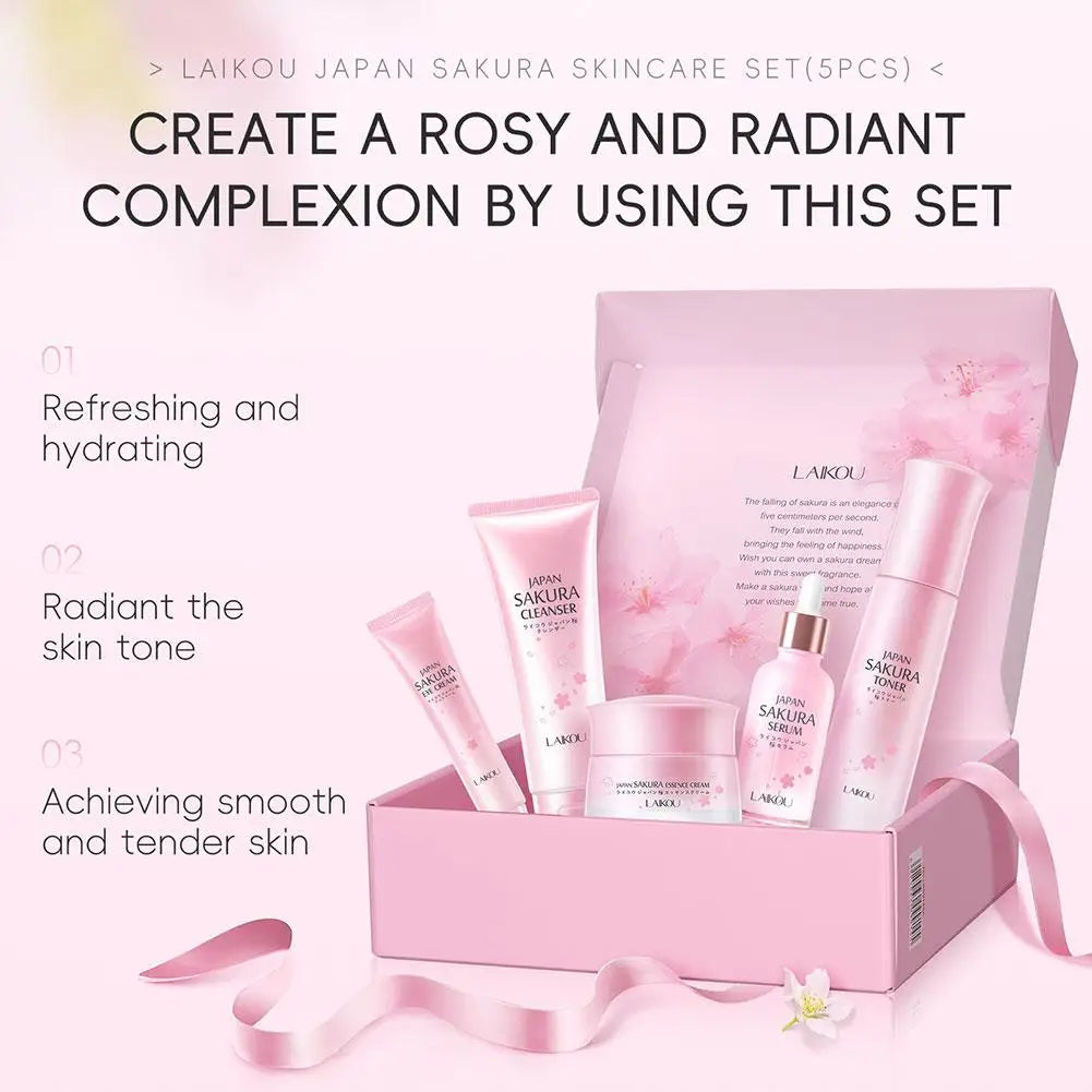 LAIKOU Japan Sakura Skin Care Set Serum Rejuvenating 5pcs/set
