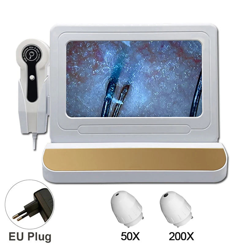 Professional use Digital Skin Analyzer 2025 HD Professional Hair Scalp Camera Detector Hair Follicle Oil Moisture Test Device 10inch 50/200X
