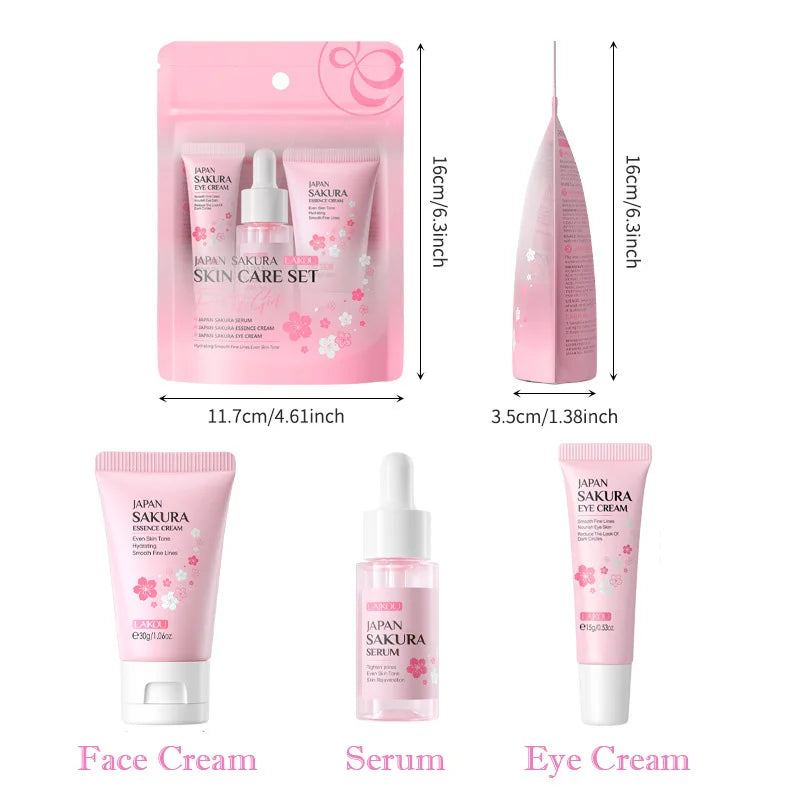 LAIKOU Sakura Skin Care Sets Facial Cleanser Face Cream Serum Toner Moisturizing Brightening Anti Wrinkles Face Care Kit
