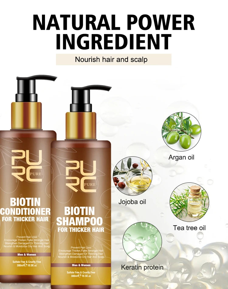 Biotin Fast Hair Growth Oil Shampoo Conditioner Set Anti Hair Loss Treatment PURC