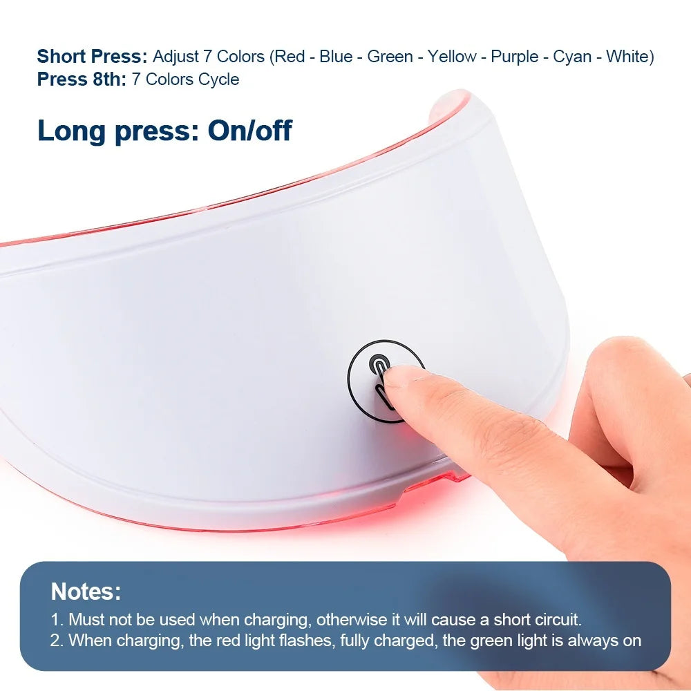 LED Mask For Neck 7 Colors Anti-Wrinkle Skin ,Photon Brightening Neck Beauty Mask Skin