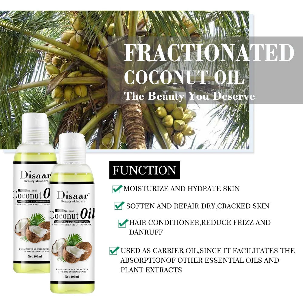 Natural Disaar Coconut Organic Virgin Coconut Oil 100% Body and Face Relaxation Oil Control 100ml