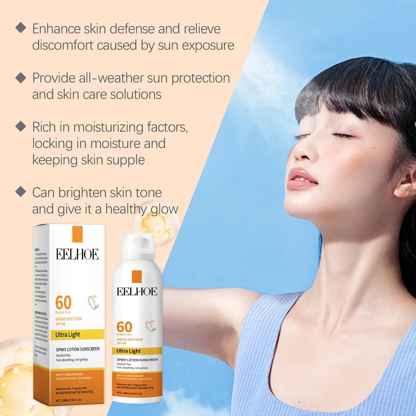 Sunscreen Spray Facial Mist UV Moisturizing Products 100ml