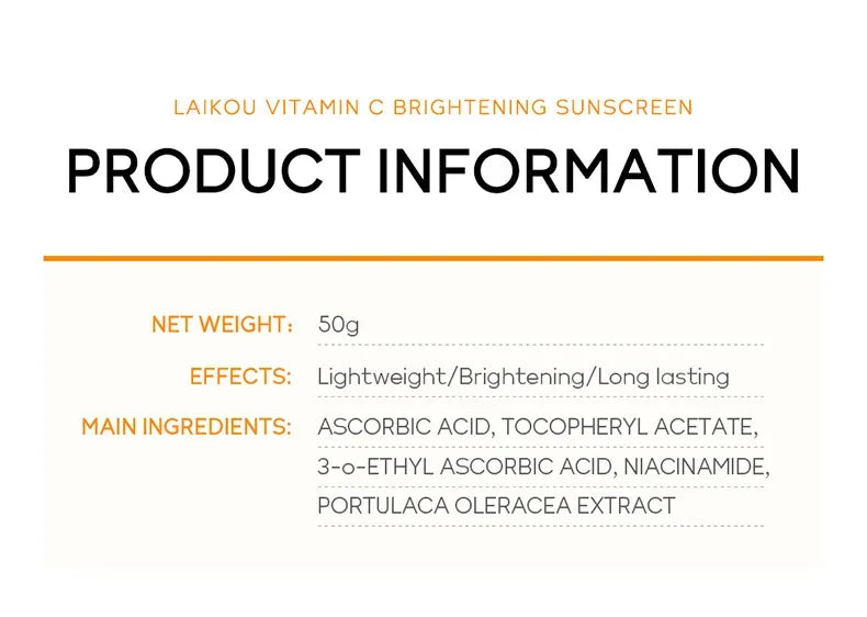 LAIKOU Vitamin C Sunscreen Relief Sun SPF 50+ High Sun Protection Hydrating