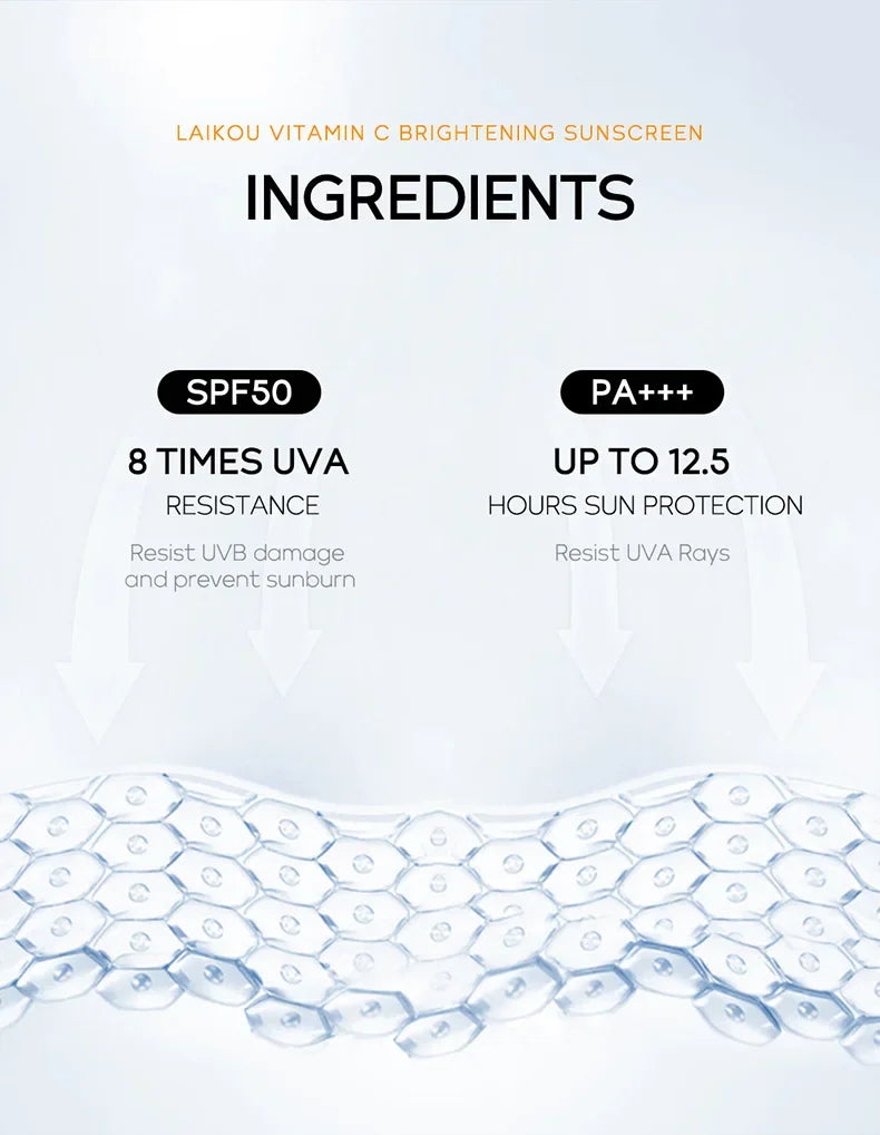 LAIKOU Vitamin C Sunscreen Relief Sun SPF 50+ High Sun Protection Hydrating