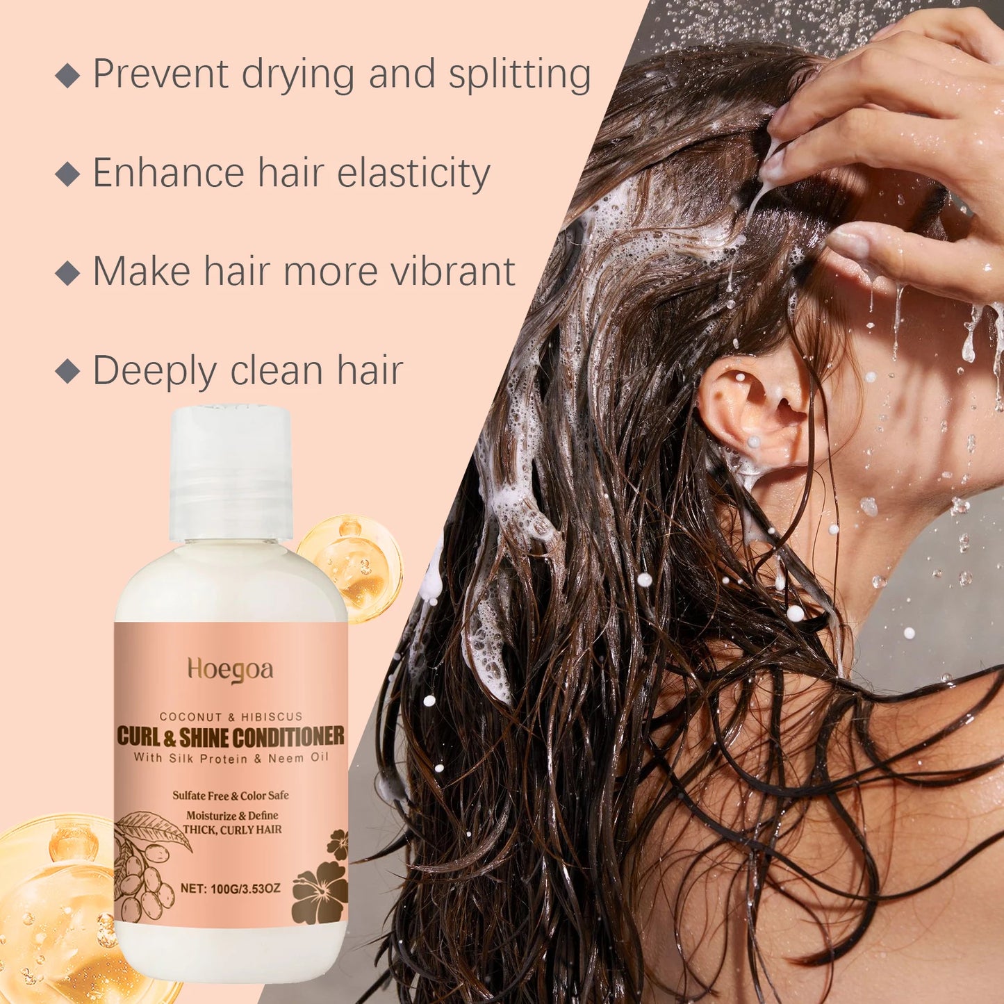 Coconut Shampoo & Conditioner Set - for Curly Hair | Oil Control Frizz Removal Scalp Cleansing