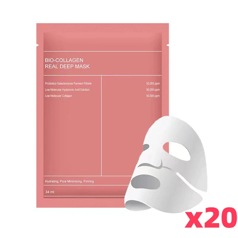 Bio Collagen Face Mask Shrink Pores Deep Hydrating Overnight Moisturizing Mask 20/10/5PCs