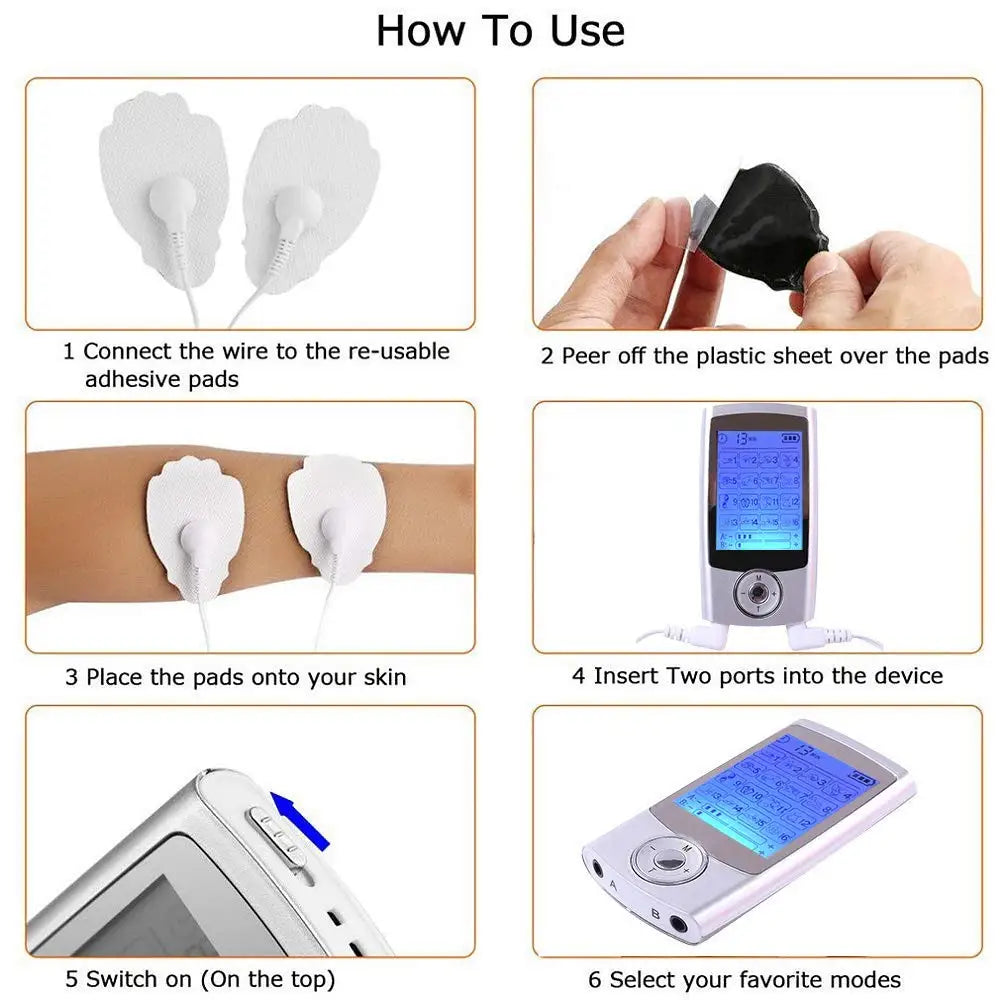 16 Modes Electric Tens Relax Muscle Stimulator EMS Acupuncture Body Massage Digital Therapy