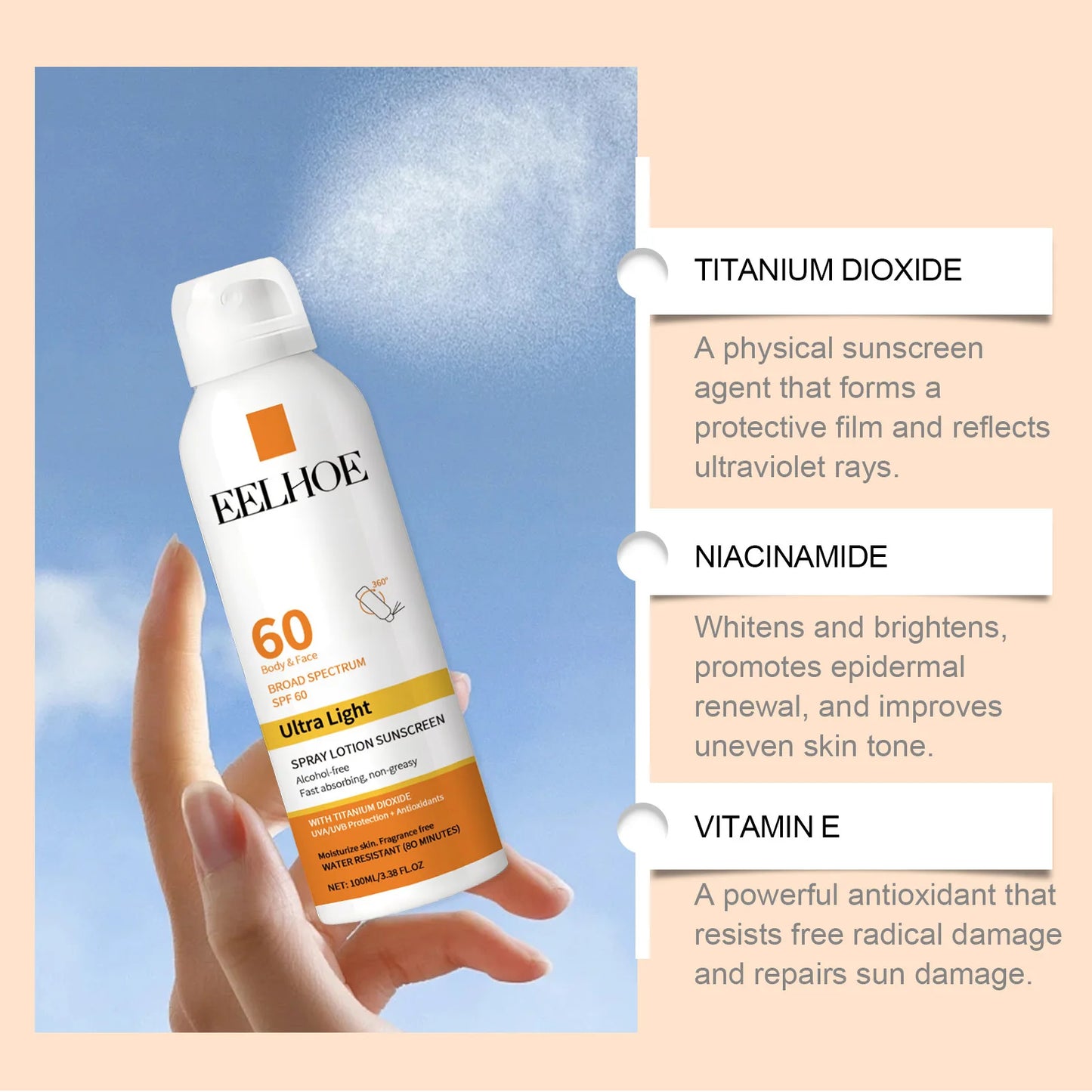 Sunscreen Spray Facial Mist UV Moisturizing Products 100ml