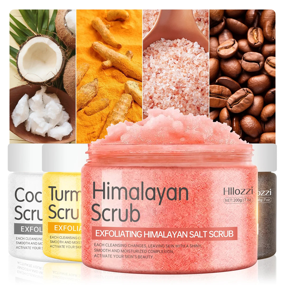 Salt Body Scrub Skin Exfoliating 4 Variants -Turmeric, Coconut, Coffee, Himalayan