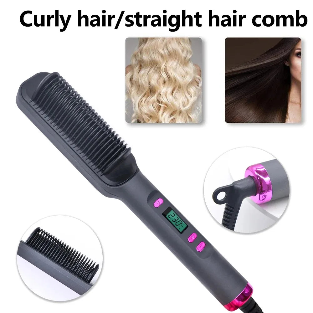 Electric Brush Straightener Multifunctional Hot Comb Negative Ion Anti-Scalding