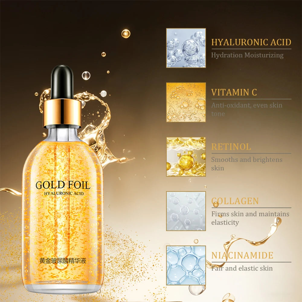 24k Gold Hyaluronic Acid Nicotinamide Face Serum Collagen 100ml