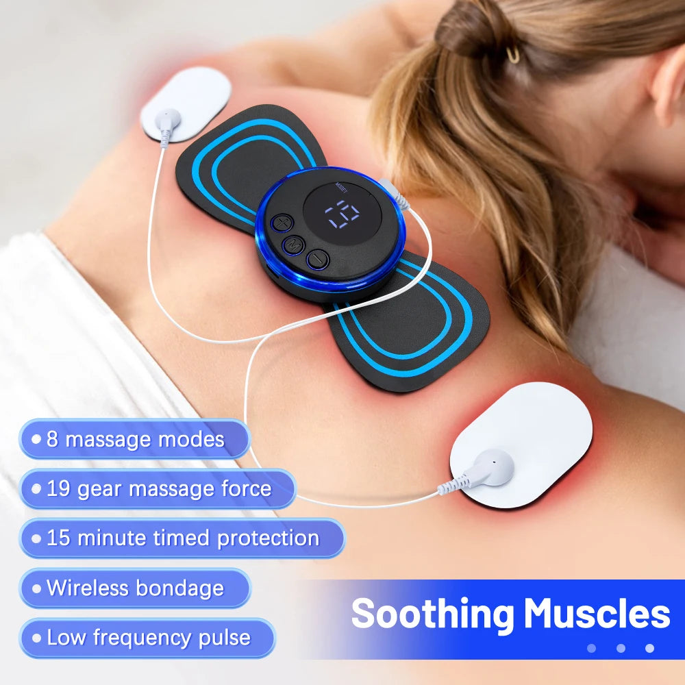 Neck Massager Mini Portable EMS Electric Massage Patch Pulse Body Muscle
