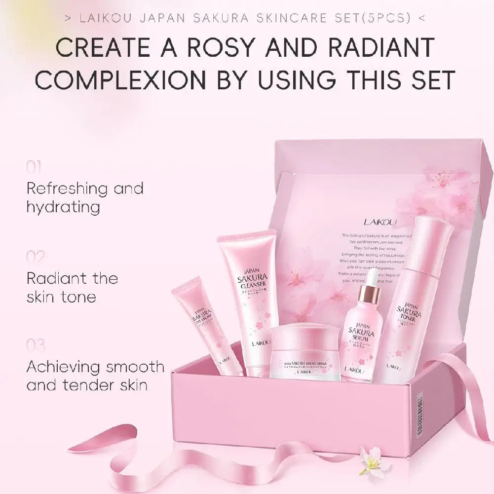 LAIKOU Japan Sakura Skin Care Set Serum Rejuvenating 5pcs/set