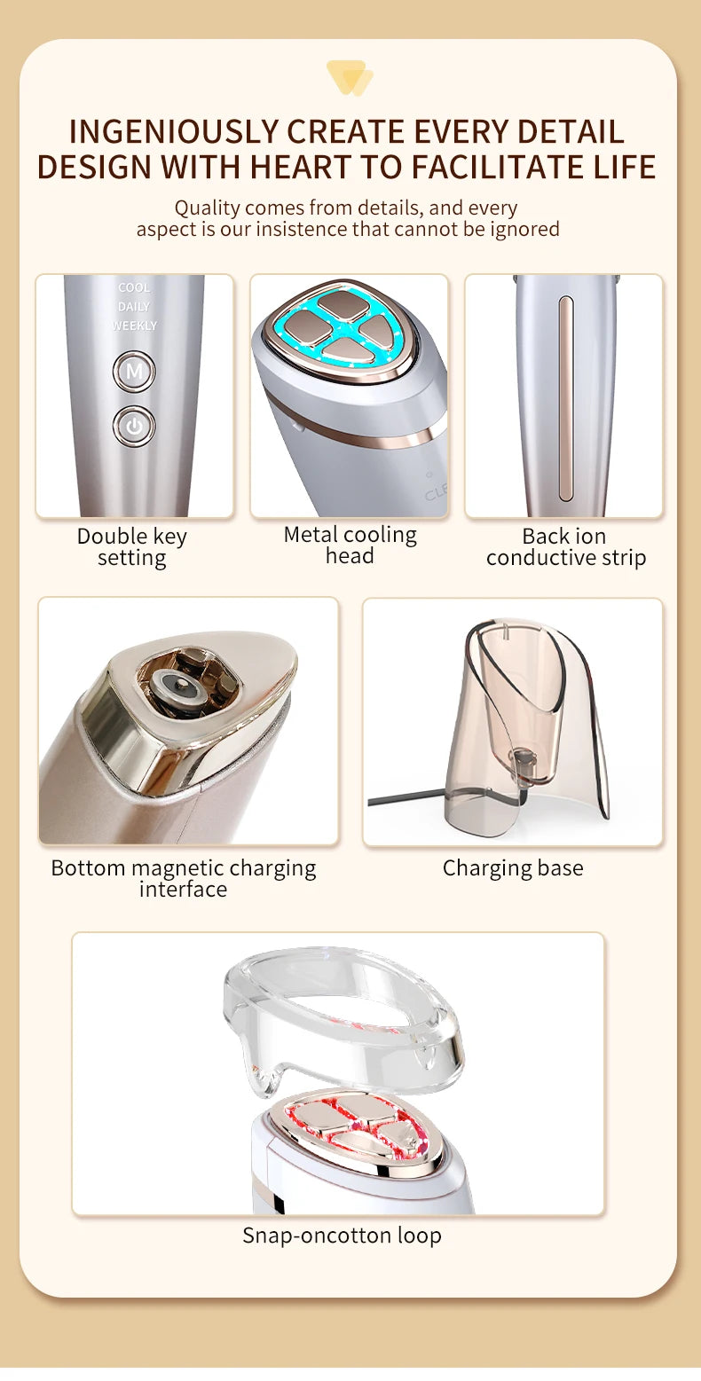 RF Facial Lifting Beauty Device High Frequency Facial Eyes Neck Skin Care Beauty Tool for Home Use Women