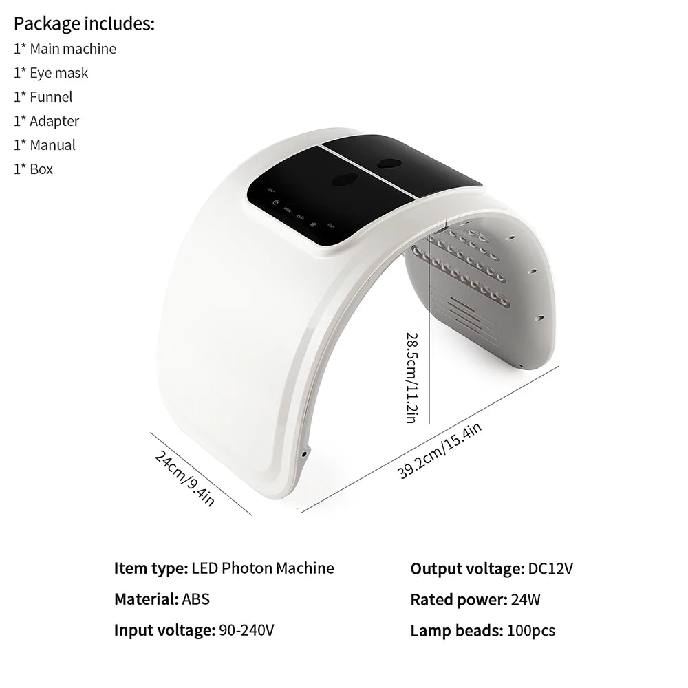 foreverlily LED Face Mask PDT Machine 7 Colors Light Photon Skin Rejuvenation Facial Body Beauty Spa
