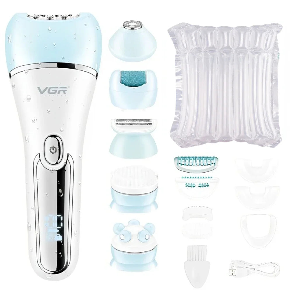 VGR Hair Remover Electric Epilator Leg Body Bikini Facial Underarms LED
