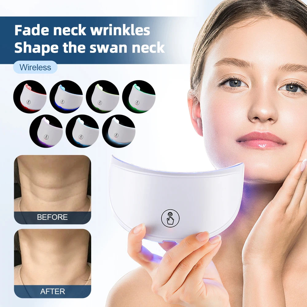 LED Mask For Neck 7 Colors Anti-Wrinkle Skin ,Photon Brightening Neck Beauty Mask Skin