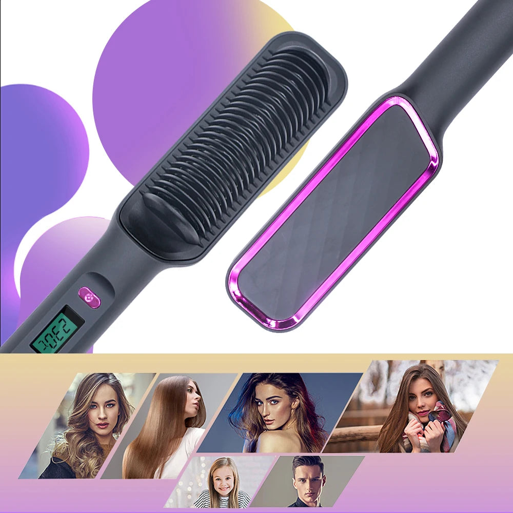 Electric Brush Straightener Multifunctional Hot Comb Negative Ion Anti-Scalding