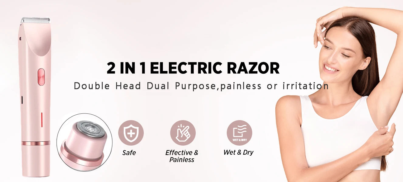 Electric Razor Woman Shaver Painless Mustache Epilator Leg Bikini Body