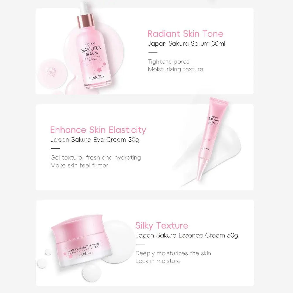 LAIKOU Japan Sakura Skin Care Set Serum Rejuvenating 5pcs/set