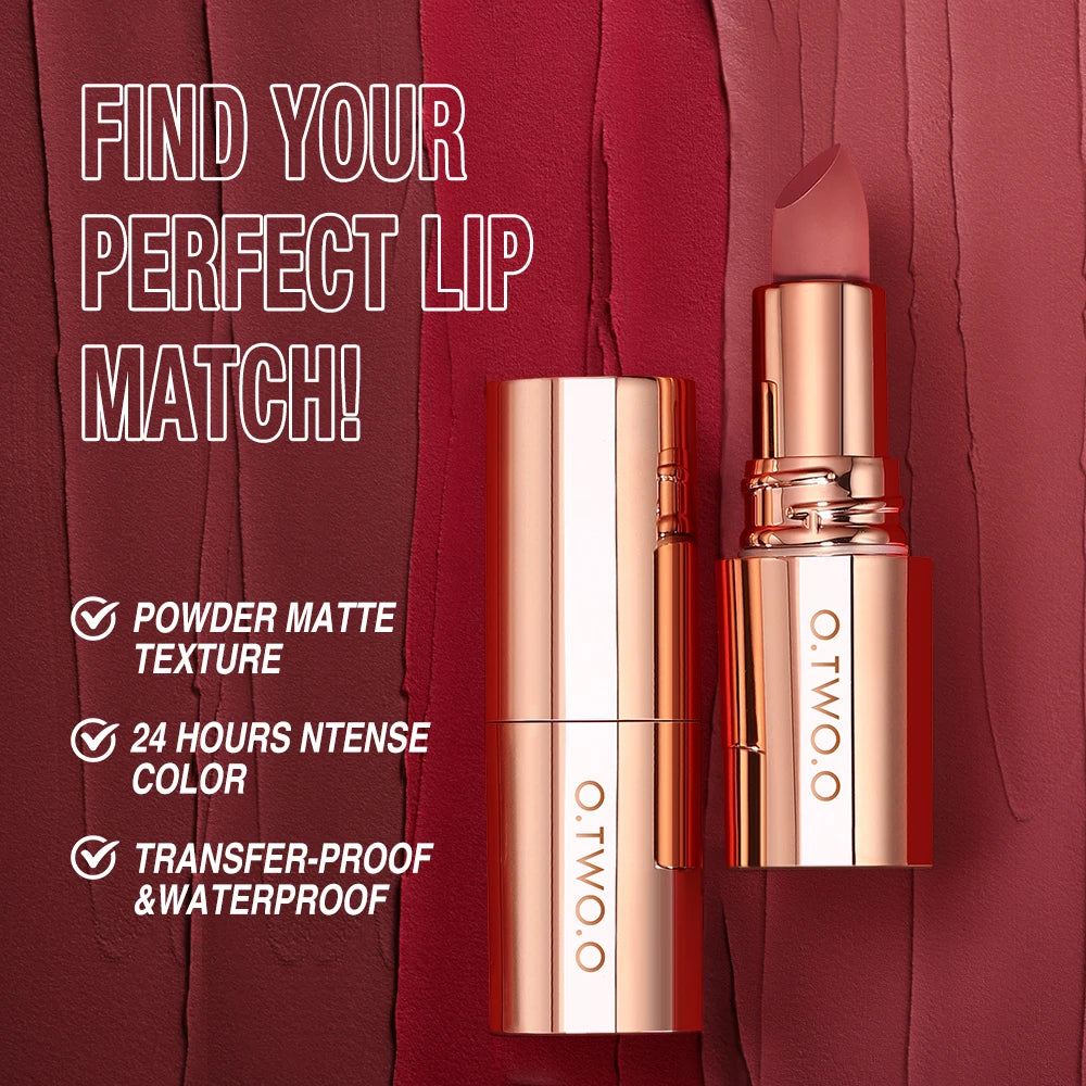 Matte Lipstick O.TWO.O Long Lasting Waterproof Lip Highly Pigmented Velvet Finish Lip