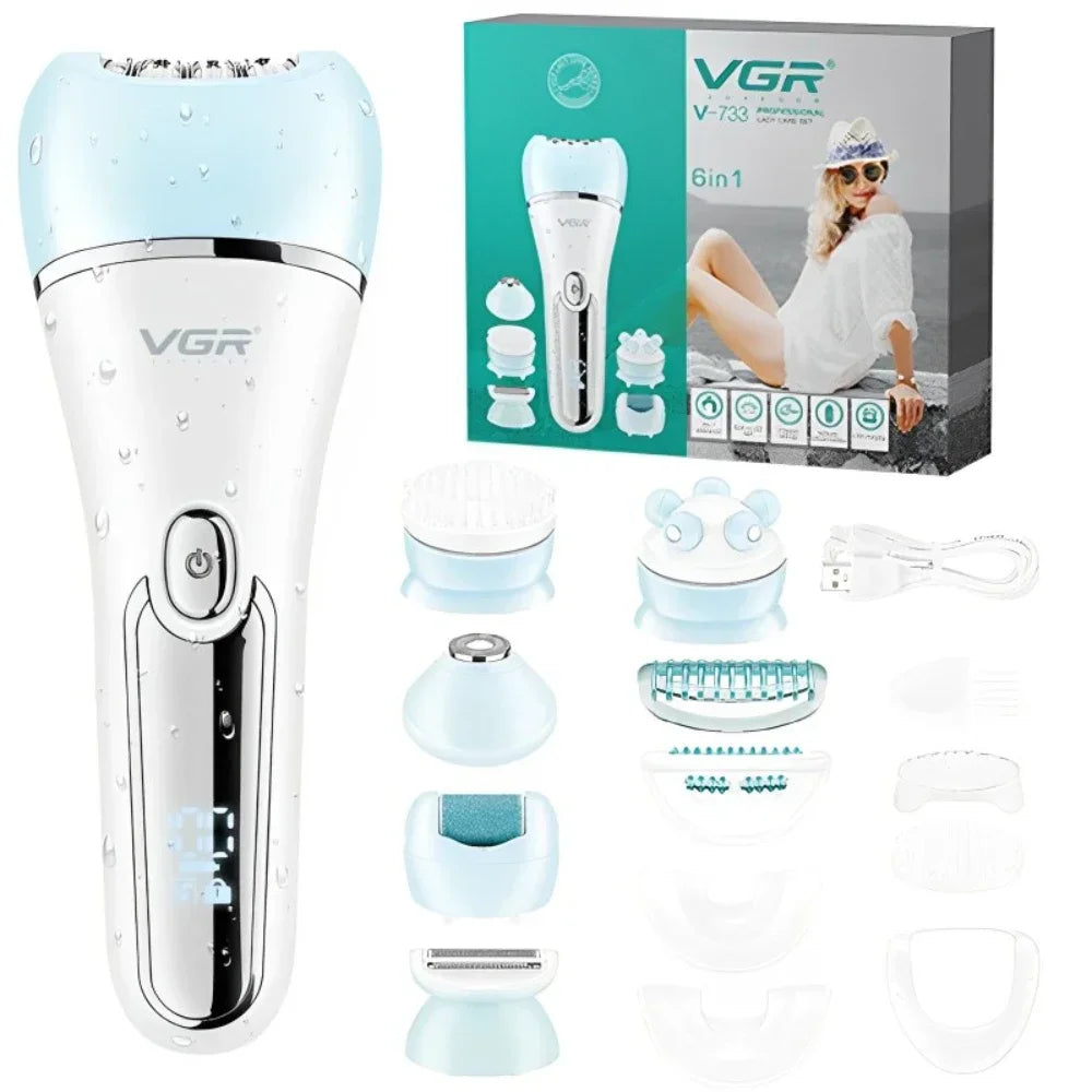 VGR Hair Remover Electric Epilator Leg Body Bikini Facial Underarms LED
