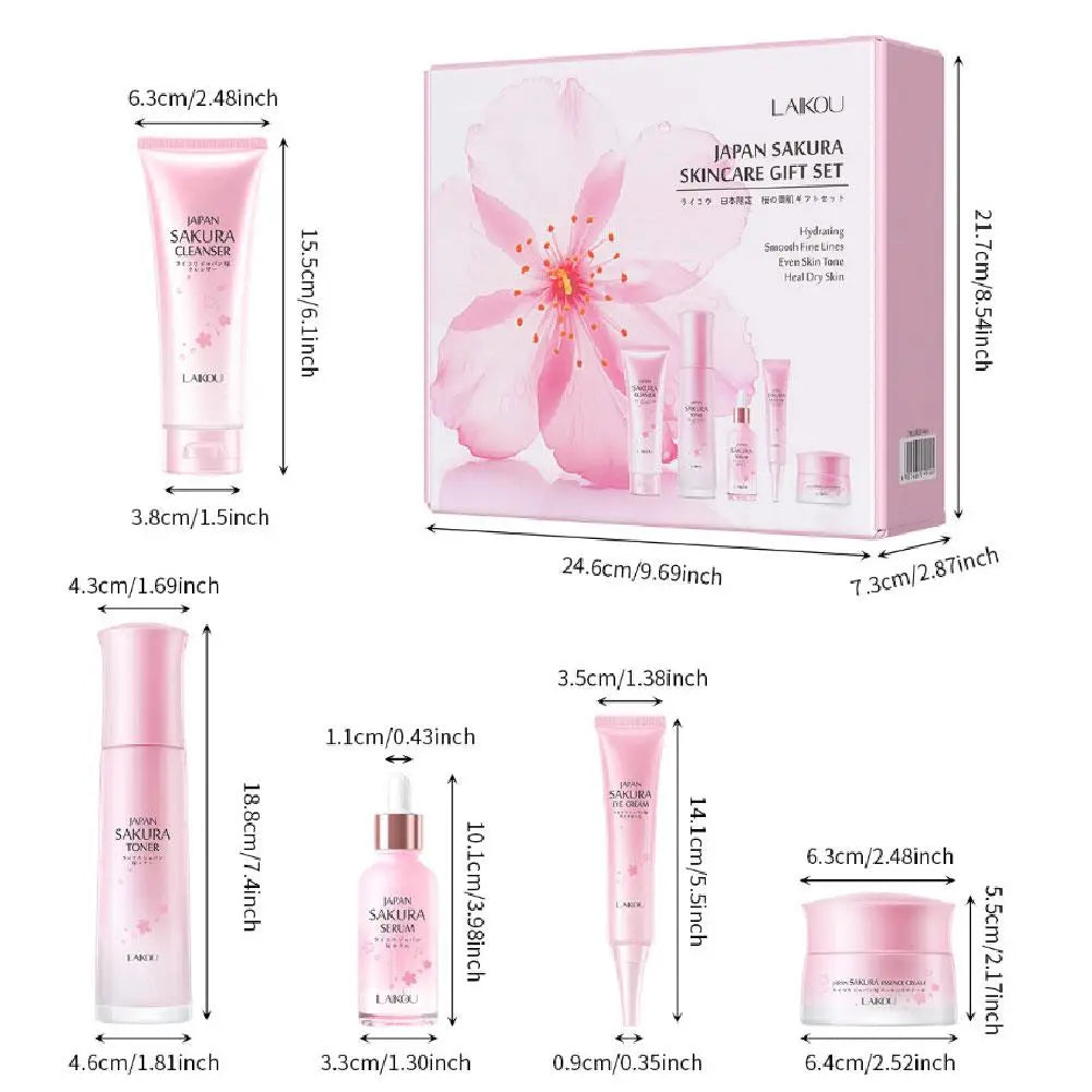 LAIKOU Japan Sakura Skin Care Set Serum Rejuvenating 5pcs/set