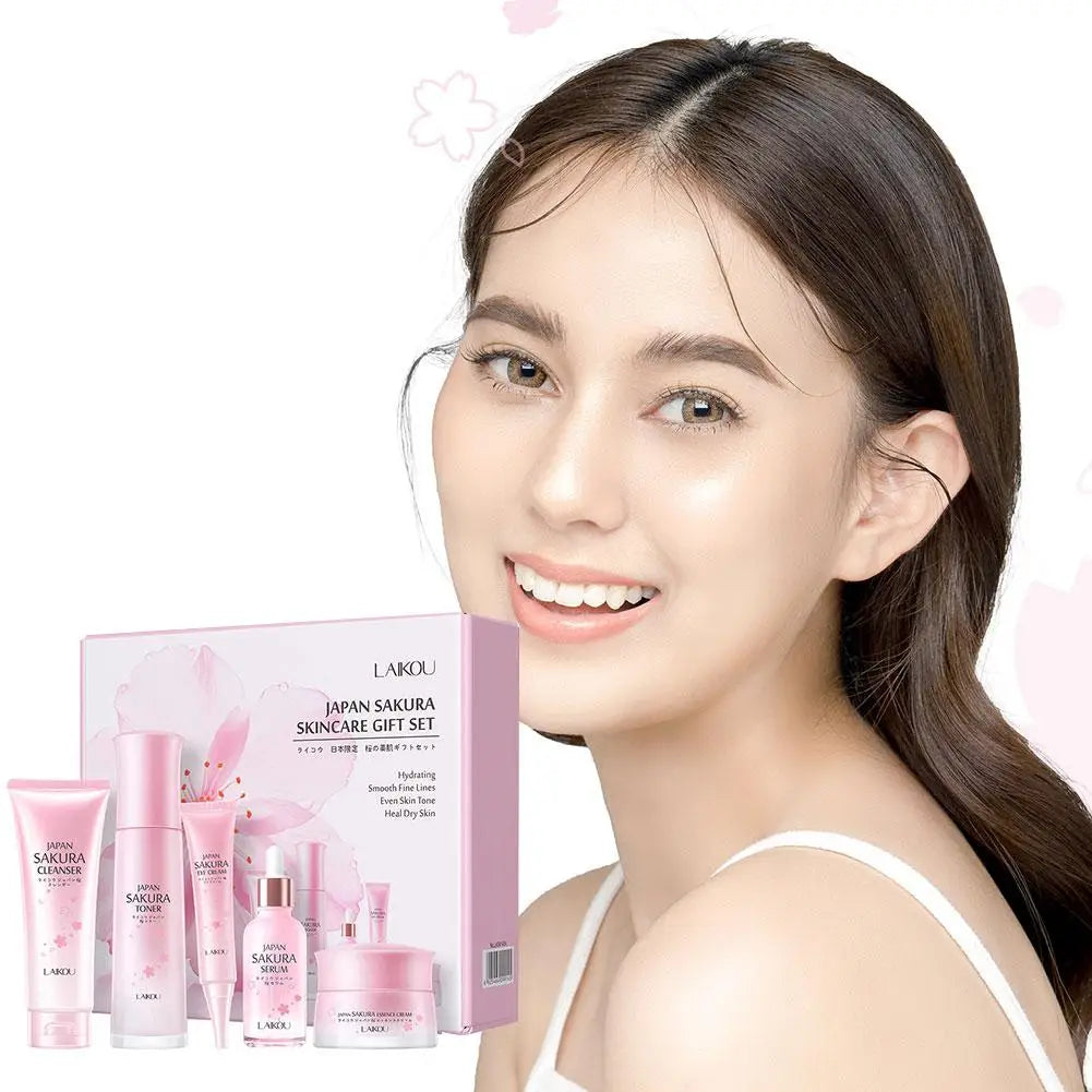 LAIKOU Japan Sakura Skin Care Set Serum Rejuvenating 5pcs/set