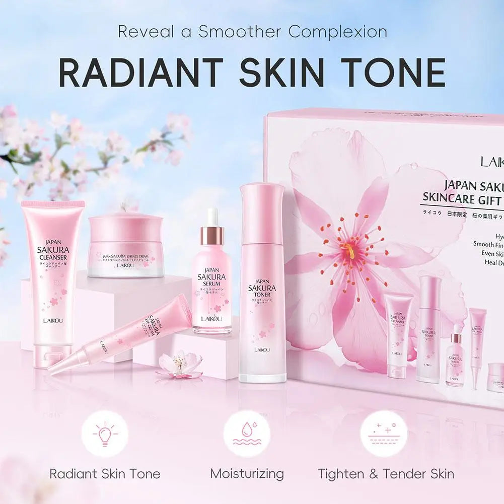 LAIKOU Japan Sakura Skin Care Set Serum Rejuvenating 5pcs/set