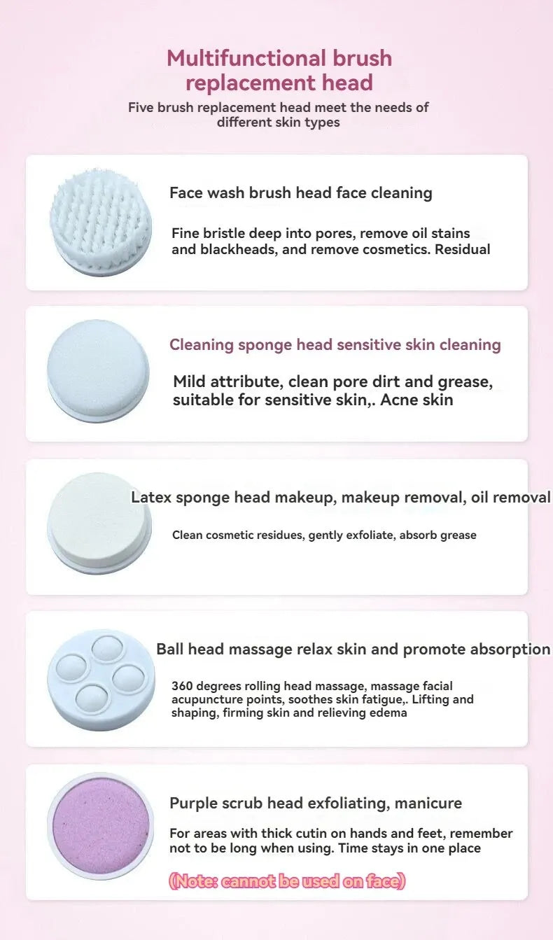 5 In 1 Beauty Massager, Facial Cleansing Brush, Deep Cleansing Gentle And Effective Skin Care