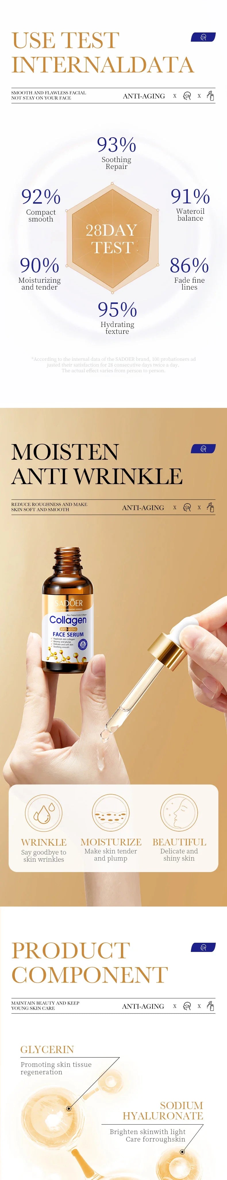 Collagen Face Serum 3pcs skincare Facial Essence Liquid Firming Moisturizing Nourishing