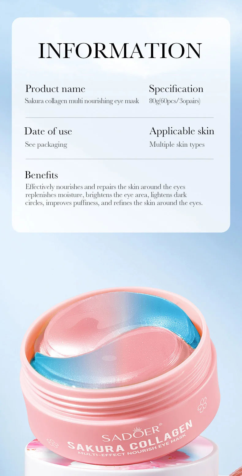 SADOER Sakura Collagen Eye Mask Anti Dark Circles Eyes 60pcs