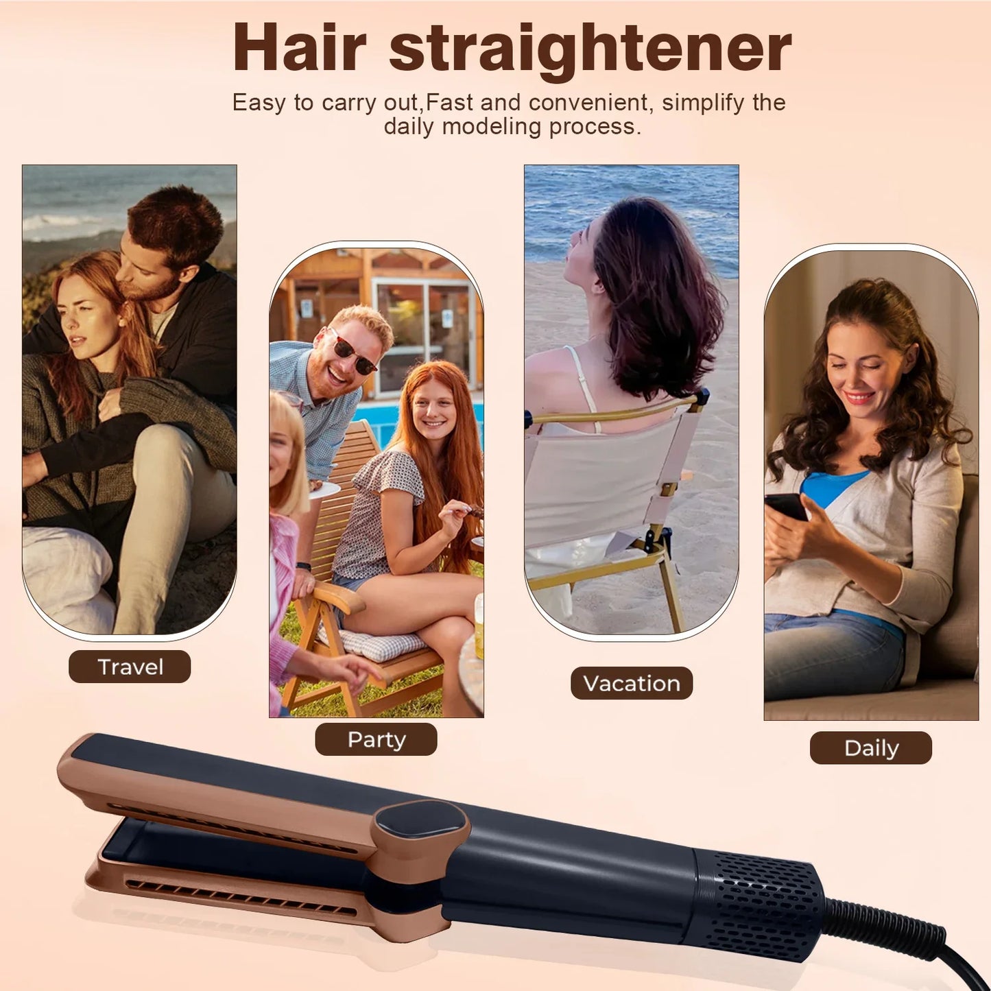 Professional 2in1 Hair Straightener and Dryer Heat-Up Flat Design