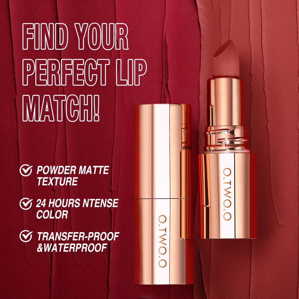 Matte Lipstick O.TWO.O Long Lasting Waterproof Lip Highly Pigmented Velvet Finish Lip