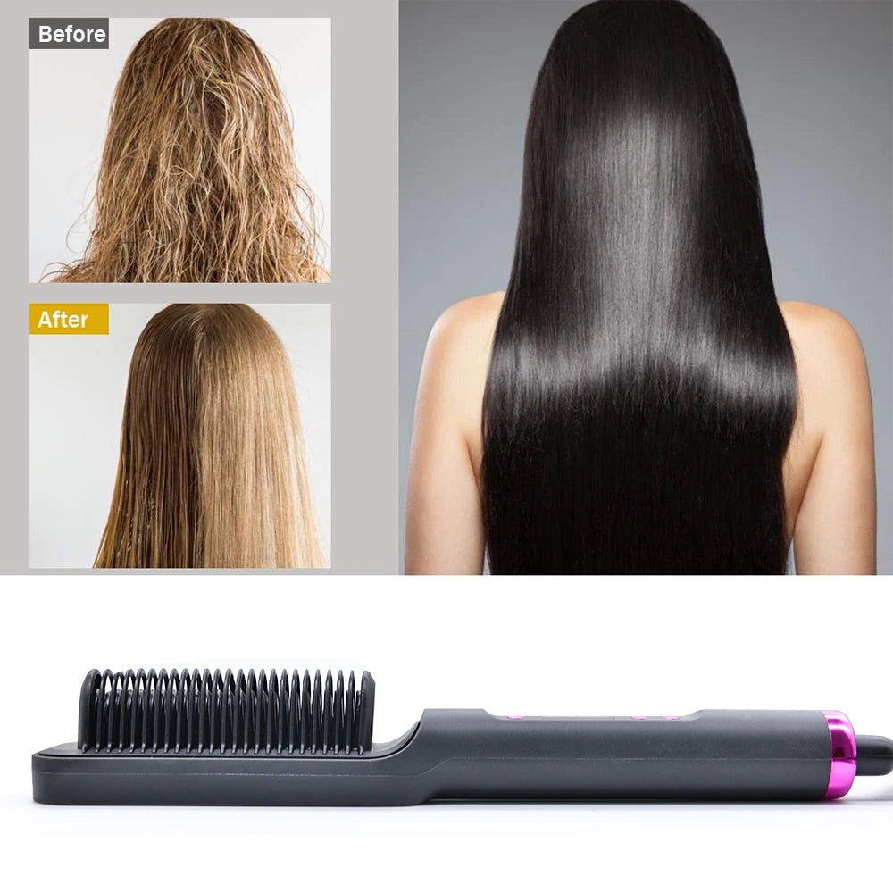 Electric Brush Straightener Multifunctional Hot Comb Negative Ion Anti-Scalding
