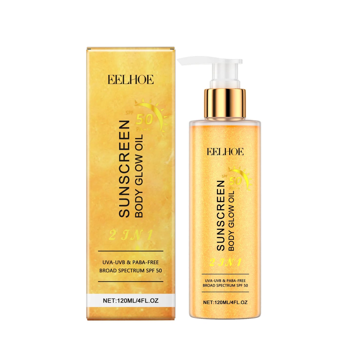 EELHOE 2 In1 Sunscreen Spf 50 Body Oil for Glowing Skin
