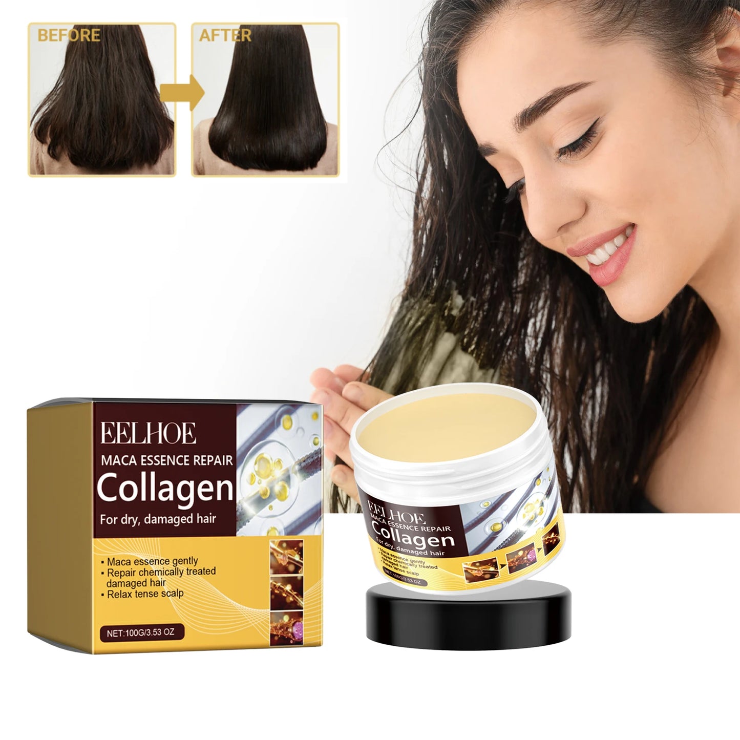 Collagen Hair Mask Reduce Dryness And Frizz Prevent Hair Splitting